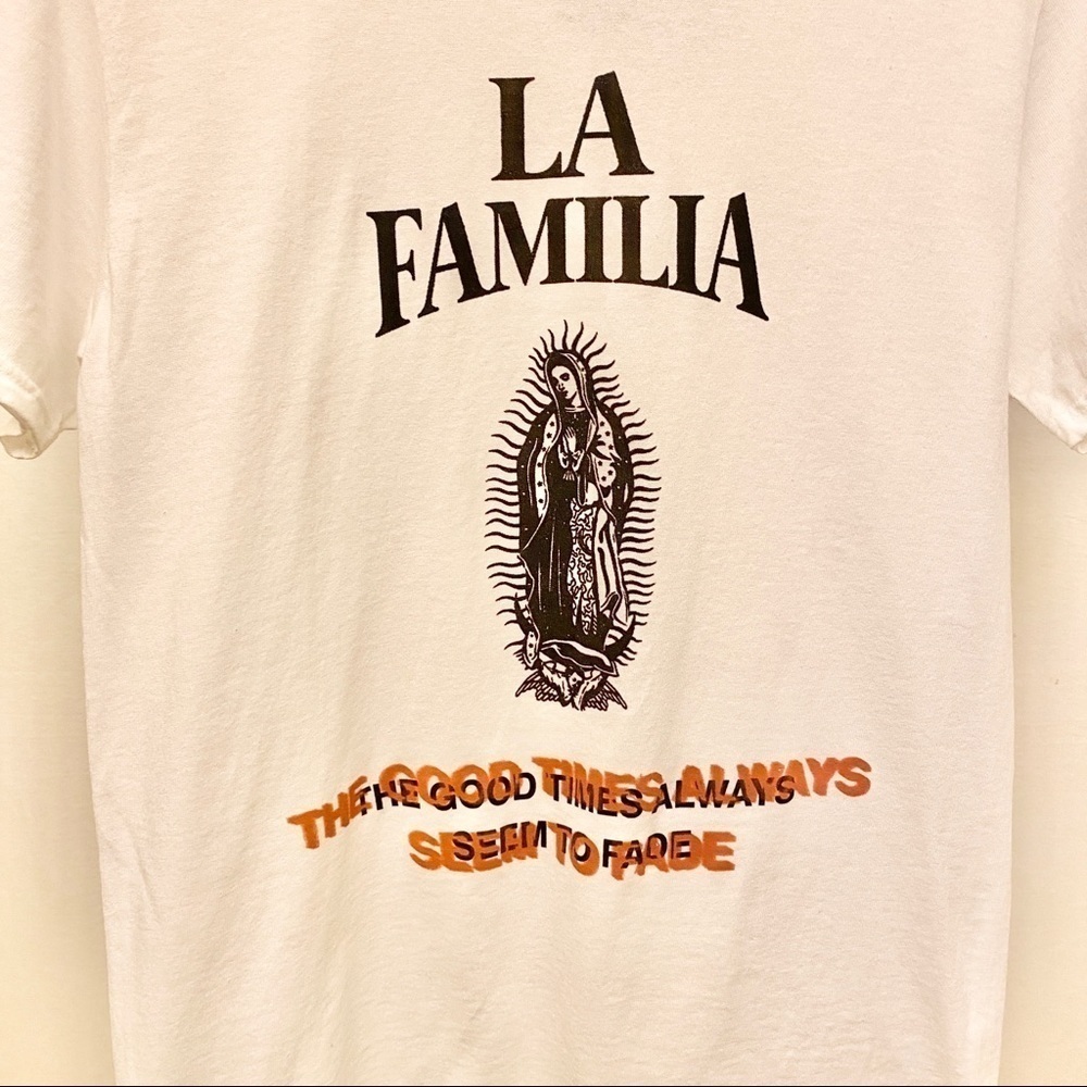 Our Lady Guadalupe T Shirt NWT Small Mens, La Familia, White, Catholic, Mary - Picture 6 of 8